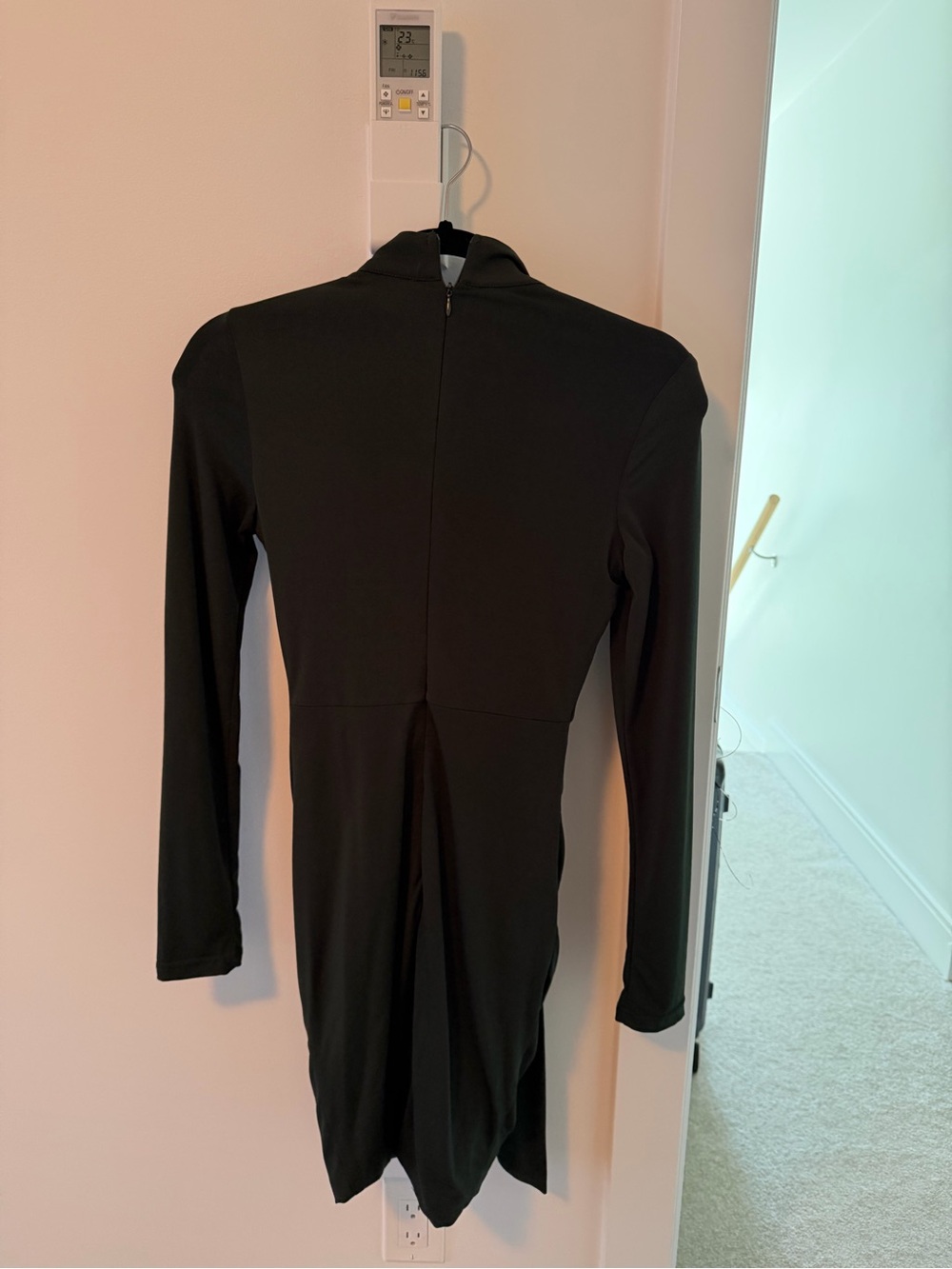 le chateau Dark Green Long-Sleeve Ruched Mock Neck Dress - Picture 2 of 4